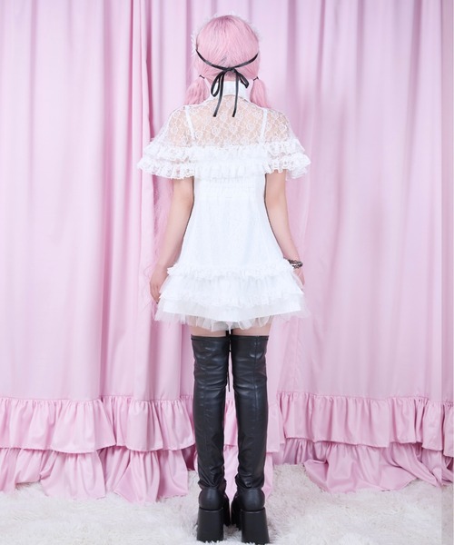Lace & frill cape one piece（ワンピース）｜AVENCHUMU