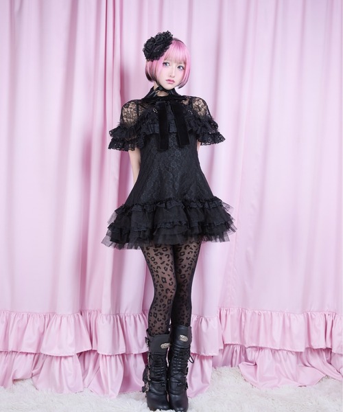 ワンピース AVENCHUMU Lace & frill cape one piece Lace & frill cape one piece（ワンピース）｜AVENCHUMU