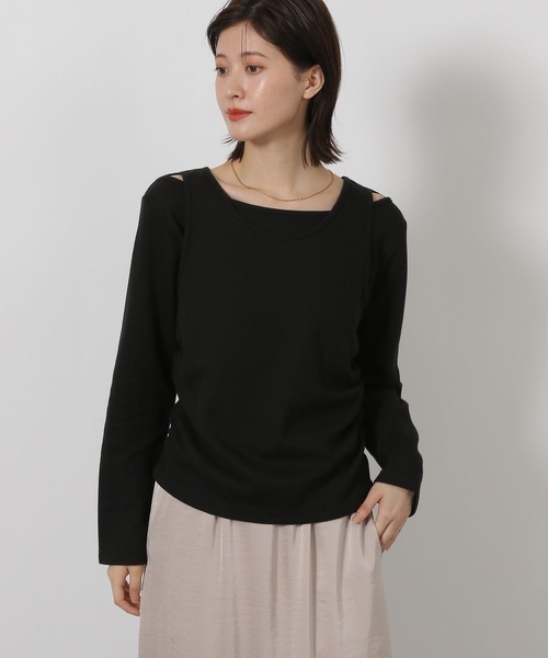 LAKOLE(ラコレ)の「ワッフルレイヤード長袖 / 598884(Tシャツ/カットソー・レディース・レッド/アイボリー/ブラック・FREE)」の2枚目の写真