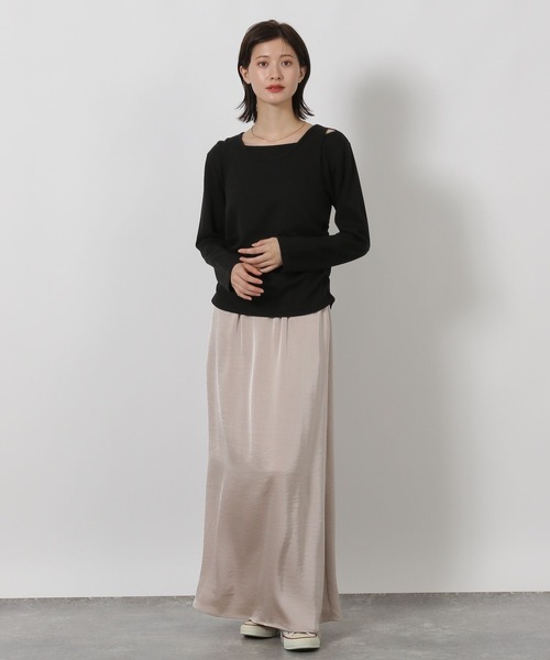 LAKOLE(ラコレ)の「ワッフルレイヤード長袖 / 598884(Tシャツ/カットソー・レディース・レッド/アイボリー/ブラック・FREE)」の7枚目の写真
