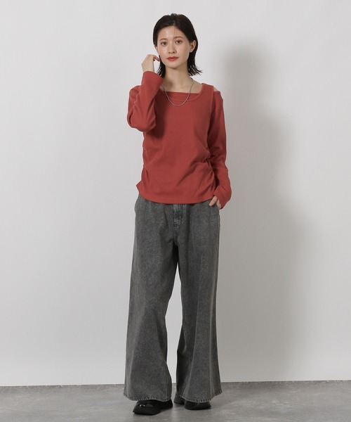 LAKOLE(ラコレ)の「ワッフルレイヤード長袖 / 598884(Tシャツ/カットソー・レディース・レッド/アイボリー/ブラック・FREE)」の13枚目の写真