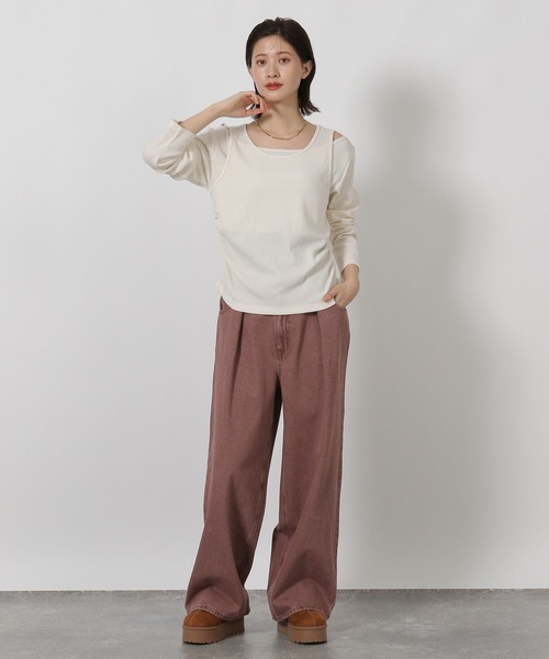 LAKOLE(ラコレ)の「ワッフルレイヤード長袖 / 598884(Tシャツ/カットソー・レディース・レッド/アイボリー/ブラック・FREE)」の11枚目の写真