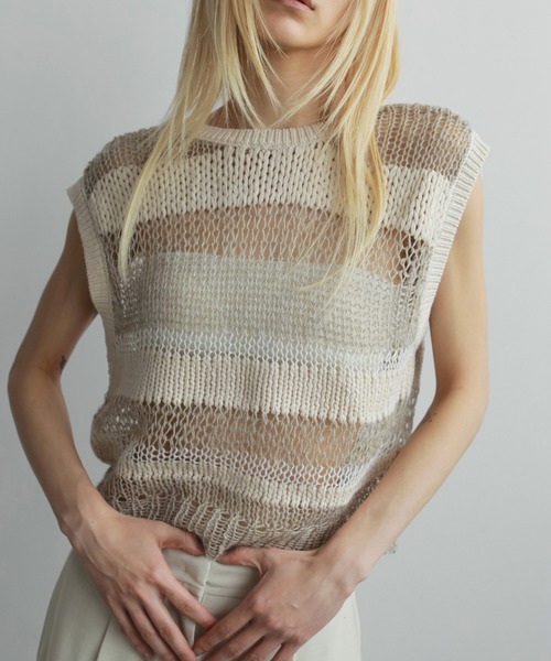 アンヌーク　anuke Lowgauge Short Knitニットベスト anuke（アンヌーク）の「Border Knit Vest（ベスト）」 - WEAR