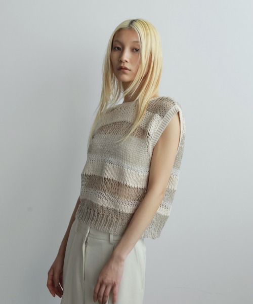 セール】Border Knit Vest（ベスト）｜anuke（アンヌーク）の