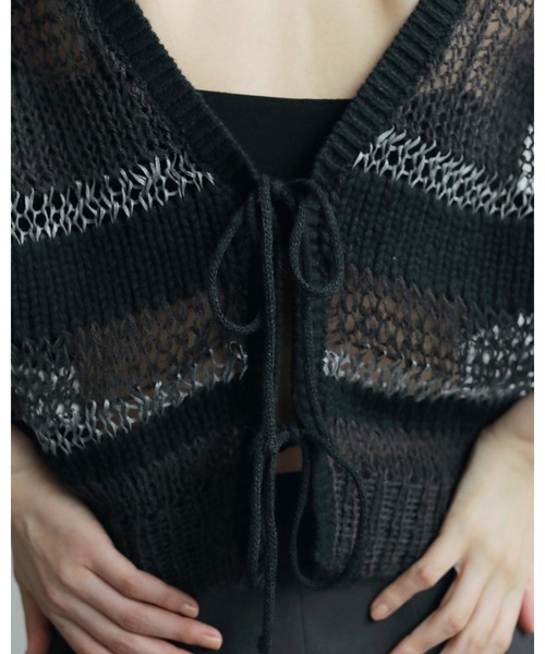 anuke（アンヌーク）の「Border Knit Vest（ベスト・レディース・アイボリー/チャコールグレー・FREE）」の8枚目の写真