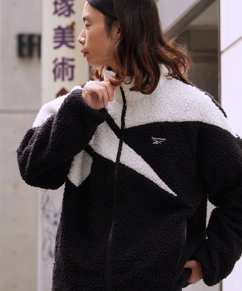 Reebok(リーボック)の「Reebok/リーボック ベクター ボアフリース フリースJK/ビッグロゴモコモコブルゾン ブランドロゴ 冬服(ブルゾン・メンズ・ブラック/グレー/ベージュ・S/M/L/XL)」の10枚目の写真