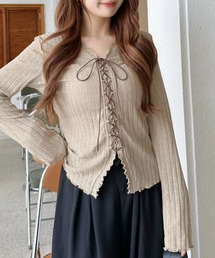 Ada.（エイダ）の「Ｖネック レースアップ メロウフリル リブ ニット（ニット/セーター）」