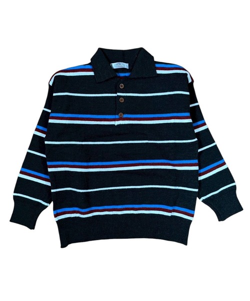 VIBGYOR（ヴィブジョー）の「マルチボーダーラガーシャツ ポロニット/韓国 オーバーサイズ (CZ)（ニット/セーター・レディース・ブラック/イエロー・FREE）」の18枚目の写真