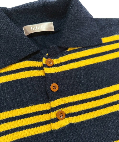 VIBGYOR（ヴィブジョー）の「マルチボーダーラガーシャツ ポロニット/韓国 オーバーサイズ (CZ)（ニット/セーター・レディース・ブラック/イエロー・FREE）」の22枚目の写真
