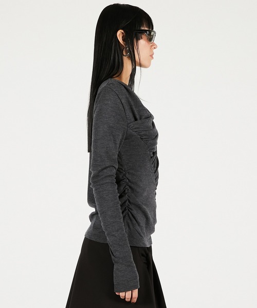 PRANK PROJECT（プランクプロジェクト）の「ドレープクロストップス / Drape Cross-Over Top（その他トップス・レディース・イエロー/チャコールグレー・FREE）」の7枚目の写真