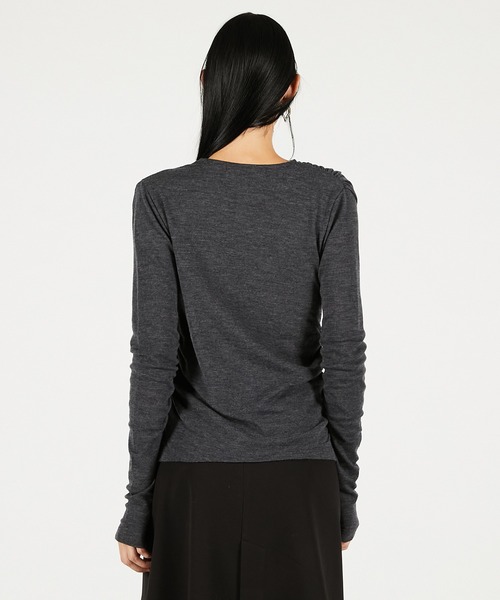 PRANK PROJECT（プランクプロジェクト）の「ドレープクロストップス / Drape Cross-Over Top（その他トップス・レディース・イエロー/チャコールグレー・FREE）」の11枚目の写真