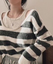 切り替えニットフェイクレイヤード