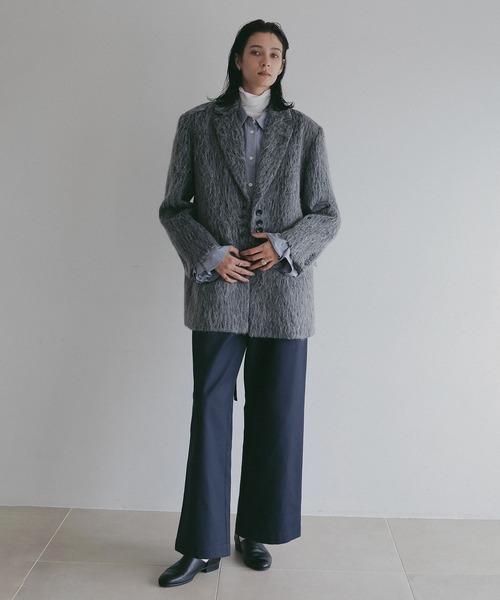 MANOF(マノフ)の「SHAGGY TAILORED OVER JACKET(テーラードジャケット・レディース・ブラウン/グレー・S/M)」の6枚目の写真