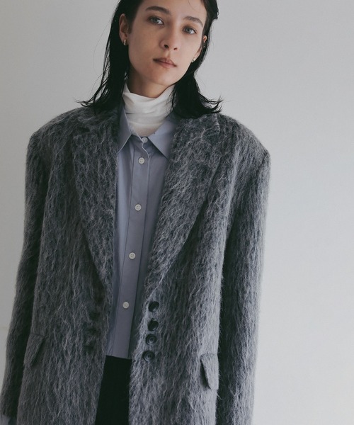 MANOF(マノフ)の「SHAGGY TAILORED OVER JACKET(テーラードジャケット・レディース・ブラウン/グレー・S/M)」の5枚目の写真