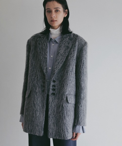 MANOF(マノフ)の「SHAGGY TAILORED OVER JACKET(テーラードジャケット・レディース・ブラウン/グレー・S/M)」の4枚目の写真