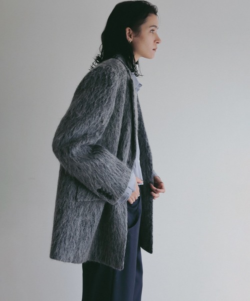 MANOF(マノフ)の「SHAGGY TAILORED OVER JACKET(テーラードジャケット・レディース・ブラウン/グレー・S/M)」の7枚目の写真