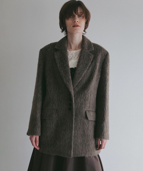 MANOF(マノフ)の「SHAGGY TAILORED OVER JACKET(テーラードジャケット・レディース・ブラウン/グレー・S/M)」の10枚目の写真