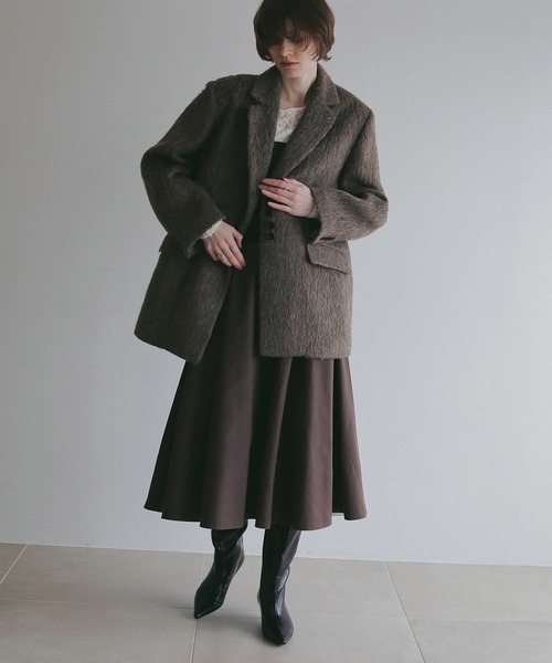 MANOF(マノフ)の「SHAGGY TAILORED OVER JACKET(テーラードジャケット・レディース・ブラウン/グレー・S/M)」の16枚目の写真