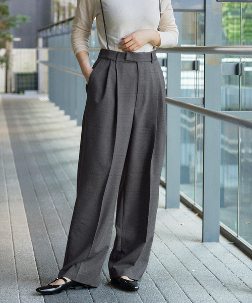 サスペンダーチェックパンツ（スラックス）｜IENA（イエナ）の