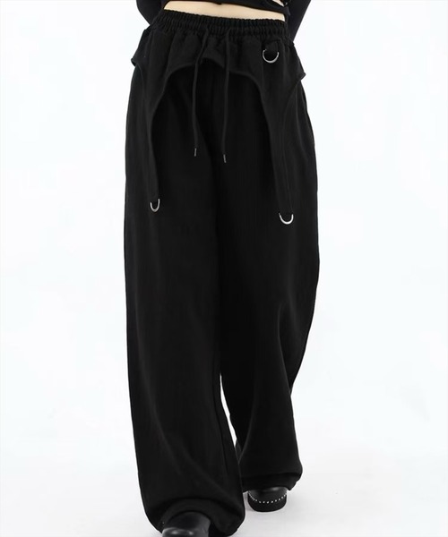 STAY MOTION（ステイモーション）の「【WEB限定】レイヤードスウェットパンツ［韓国ファッション カジュアル］（スウェットパンツ・レディース・グレー/ブラック・F）」の6枚目の写真