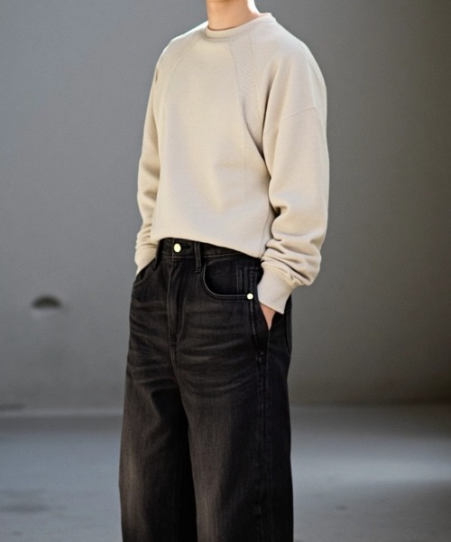 BENUSTA(ベヌスタ)の「A'GEM/9 × .kom 『BENUSTA /ベヌスタ』RAGLAN BASIC SWEAT/ラグランベーシックスウェット(スウェット・メンズ・ブラック/ベージュ/グレー・XL)」の9枚目の写真