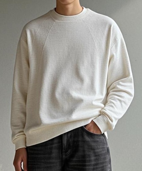 BENUSTA(ベヌスタ)の「A'GEM/9 × .kom 『BENUSTA /ベヌスタ』RAGLAN BASIC SWEAT/ラグランベーシックスウェット(スウェット・メンズ・ブラック/ベージュ/グレー・XL)」の10枚目の写真