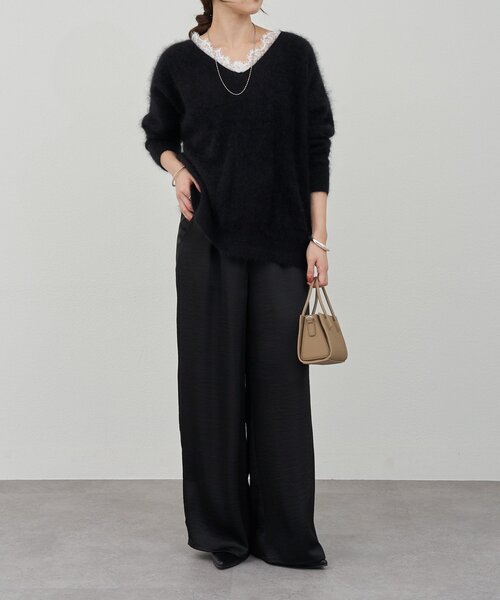 SHENERY（シーナリー）の「レースＶネックウールニット（ニット/セーター・レディース・ブラック/オフホワイト/グレー・FREE）」の21枚目の写真