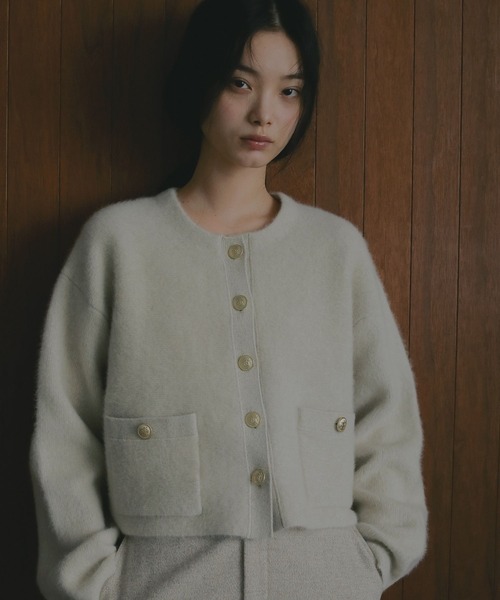 A part by（アパートバイ）の「CNラクーンコンキンボタンカーディガン（カーディガン/ボレロ・レディース・キャメル/ボルドー/グレー/ホワイト系その他6・FREE）」の2枚目の写真