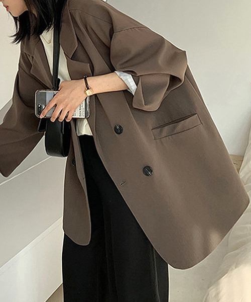 gossip!ロサンゼルス(ゴシップロサンゼルス)の「YUGA ルーズカジュアルスーツジャケット(テーラードジャケット・レディース・オフホワイト/ブラウン/ブラック・L/M)」の7枚目の写真
