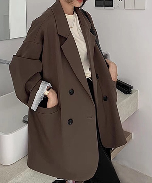 gossip!ロサンゼルス(ゴシップロサンゼルス)の「YUGA ルーズカジュアルスーツジャケット(テーラードジャケット・レディース・オフホワイト/ブラウン/ブラック・L/M)」の21枚目の写真