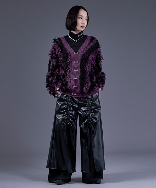 Ellno Loset（エルノロゼット）の「メタルチャイナボタンフリンジニットカーディガン（カーディガン/ボレロ・メンズ・パープル/ブラック・SMALL/MEDIUM/LARGE）」の10枚目の写真