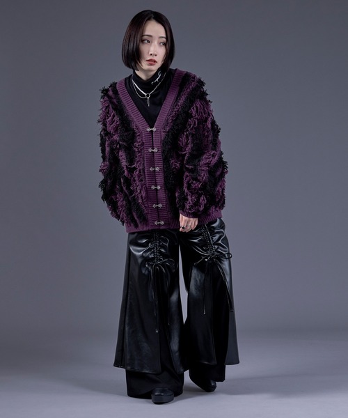 Ellno Loset（エルノロゼット）の「メタルチャイナボタンフリンジニットカーディガン（カーディガン/ボレロ・メンズ・パープル/ブラック・SMALL/MEDIUM/LARGE）」の11枚目の写真