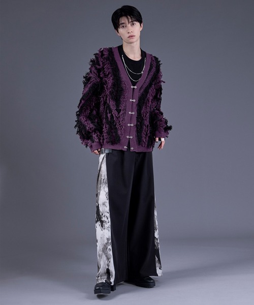 Ellno Loset（エルノロゼット）の「メタルチャイナボタンフリンジニットカーディガン（カーディガン/ボレロ・メンズ・パープル/ブラック・SMALL/MEDIUM/LARGE）」の19枚目の写真