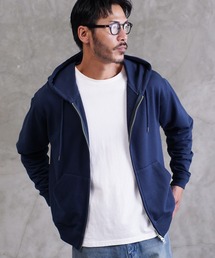 jiggys shop | ワンポイント刺繍 裏毛 ジップアップパーカー フーディー(パーカー)