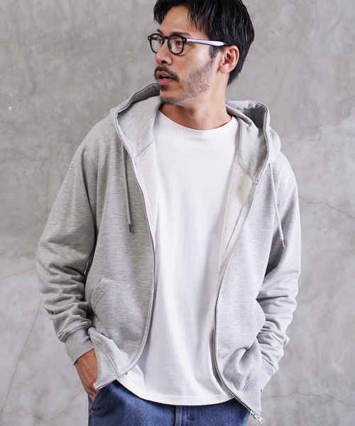 jiggys shop（ジギーズショップ）の「ワンポイント刺繍 裏毛 ジップアップパーカー フーディー（パーカー・メンズ・グレー/ブラック/ネイビー/ブラウン/ホワイト・MEDIUM/LARGE/SMALL/X-LARGE）」の4枚目の写真