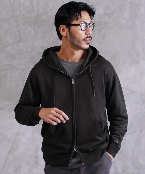 jiggys shop（ジギーズショップ）の「ワンポイント刺繍 裏毛 ジップアップパーカー フーディー（パーカー・メンズ・グレー/ブラック/ネイビー/ブラウン/ホワイト・MEDIUM/LARGE/SMALL/X-LARGE）」の15枚目の写真