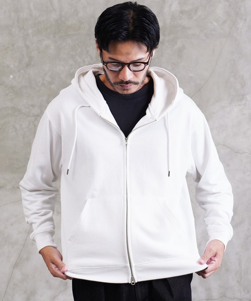 jiggys shop（ジギーズショップ）の「ワンポイント刺繍 裏毛 ジップアップパーカー フーディー（パーカー・メンズ・グレー/ブラック/ネイビー/ブラウン/ホワイト・MEDIUM/LARGE/SMALL/X-LARGE）」の6枚目の写真