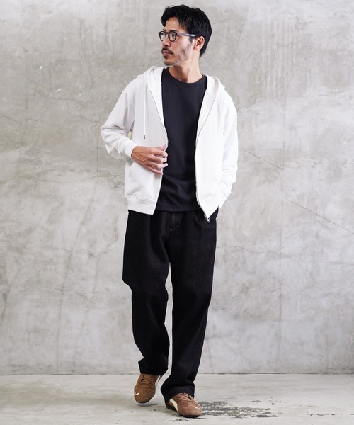 jiggys shop（ジギーズショップ）の「ワンポイント刺繍 裏毛 ジップアップパーカー フーディー（パーカー・メンズ・グレー/ブラック/ネイビー/ブラウン/ホワイト・MEDIUM/LARGE/SMALL/X-LARGE）」の8枚目の写真