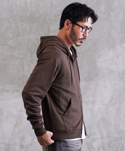 jiggys shop（ジギーズショップ）の「ワンポイント刺繍 裏毛 ジップアップパーカー フーディー（パーカー・メンズ・グレー/ブラック/ネイビー/ブラウン/ホワイト・MEDIUM/LARGE/SMALL/X-LARGE）」の10枚目の写真