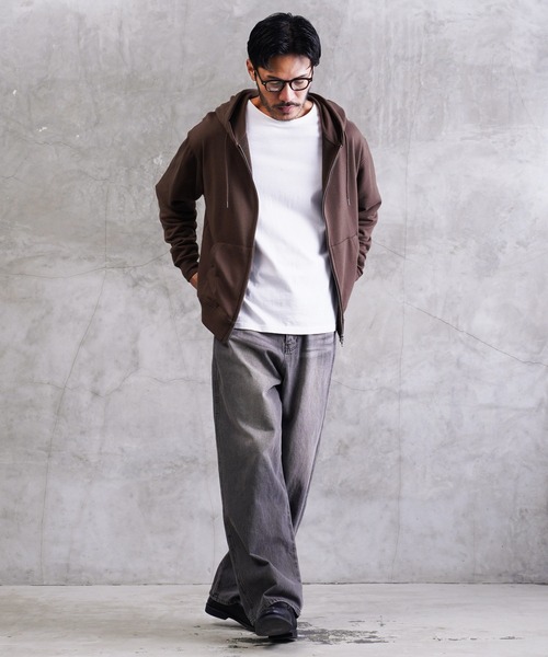 jiggys shop（ジギーズショップ）の「ワンポイント刺繍 裏毛 ジップアップパーカー フーディー（パーカー・メンズ・グレー/ブラック/ネイビー/ブラウン/ホワイト・MEDIUM/LARGE/SMALL/X-LARGE）」の11枚目の写真