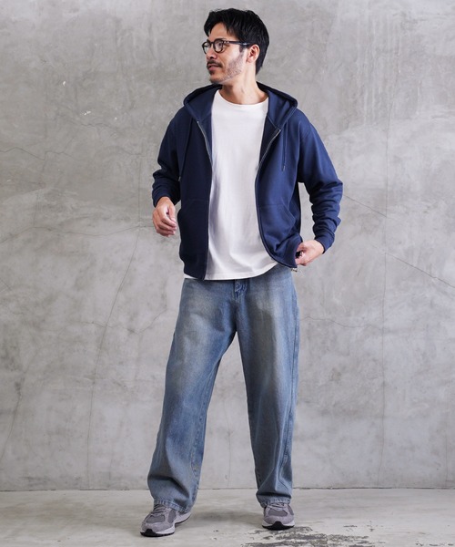 jiggys shop（ジギーズショップ）の「ワンポイント刺繍 裏毛 ジップアップパーカー フーディー（パーカー・メンズ・グレー/ブラック/ネイビー/ブラウン/ホワイト・MEDIUM/LARGE/SMALL/X-LARGE）」の14枚目の写真