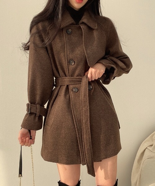 FREE STYLISTS（フリー スタイリスト）の「YUGA_YGMC  Wool-like trench coat（トレンチコート・レディース・ブラウン/オフホワイト・FREE）」の22枚目の写真