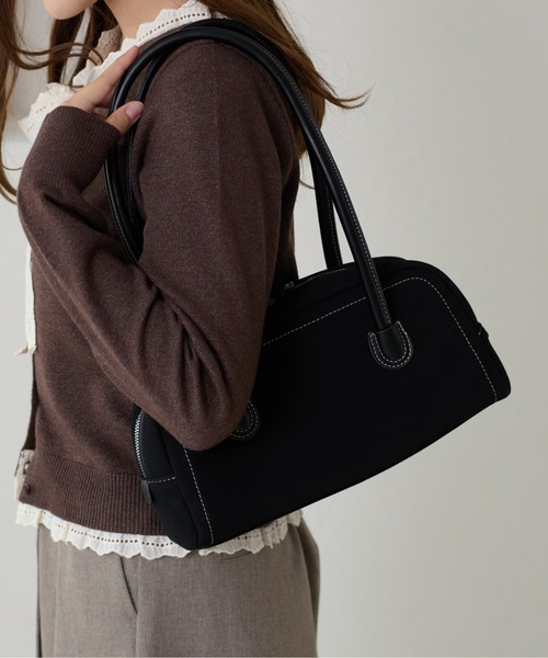 apres jour clair】フェイクスエードスクエアボストンバッグ