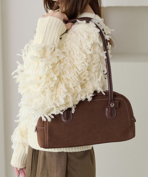 apres jour clair（アプレジュールクレア）の「【apres jour clair】フェイクスエードスクエアボストンバッグ（ハンドバッグ・レディース・ブラック/ブラウン系その他・FREE）」の3枚目の写真