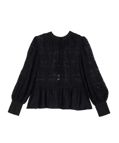 Ameri（アメリ）の「2WAY LACE PEPLUM BLOUSE（シャツ/ブラウス・レディース・ブラック/オフホワイト・FREE）」の9枚目の写真