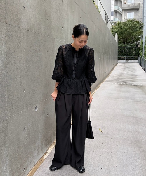 Ameri（アメリ）の「2WAY LACE PEPLUM BLOUSE（シャツ/ブラウス・レディース・ブラック/オフホワイト・FREE）」の7枚目の写真