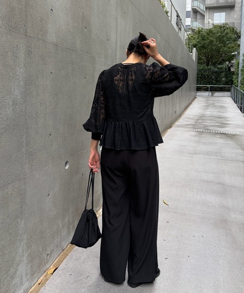 Ameri（アメリ）の「2WAY LACE PEPLUM BLOUSE（シャツ/ブラウス・レディース・ブラック/オフホワイト・FREE）」の8枚目の写真