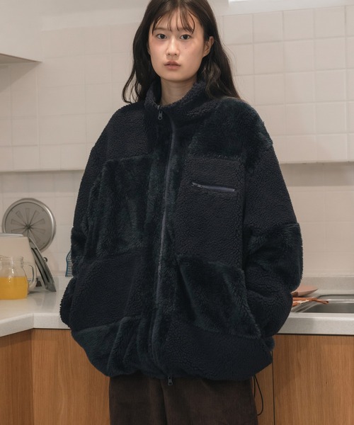 セール】【Hideka Original】2WAYリバーシブルボアブルゾン