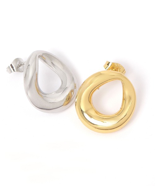 BAYFLOW(ベイフロー)の「ステンレスニュアンスフープピアス(ピアス(両耳用)・レディース・ライトグレー/イエロー・FREE)」の3枚目の写真