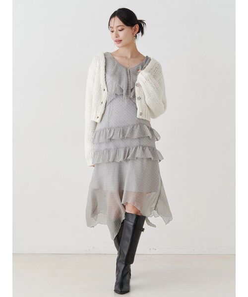 MERCURYDUO（マーキュリーデュオ）の「ラッフルイレヘムロングワンピース（ワンピース・レディース・ブラウン/ブラック/グレー・MEDIUM/SMALL）」の10枚目の写真